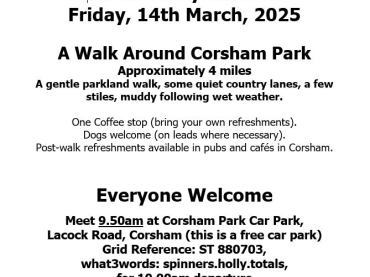 Malmesbury Walkers - A Walk Around Corsham Park